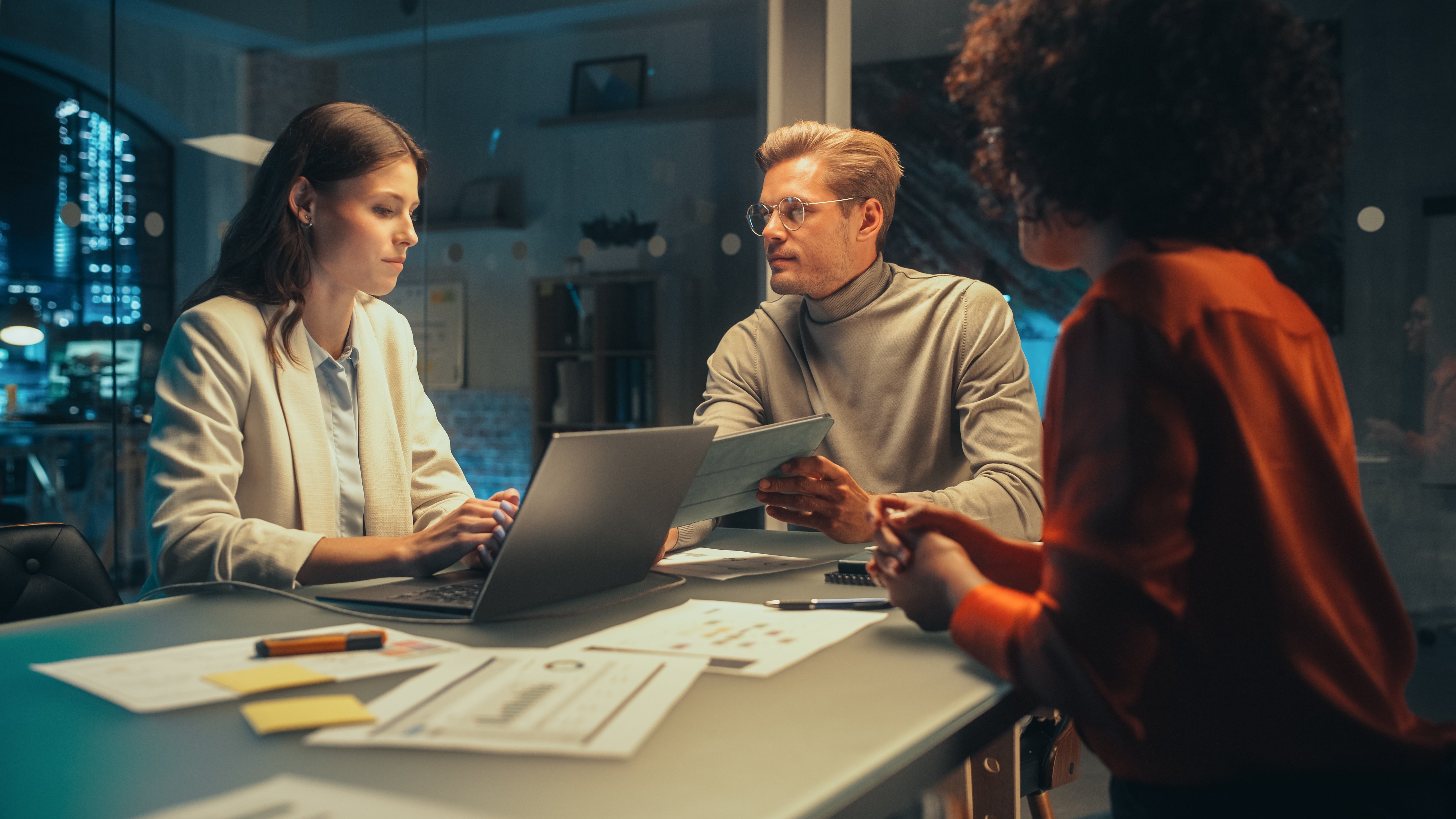 Business owner meeting with a CPA over year-end reports