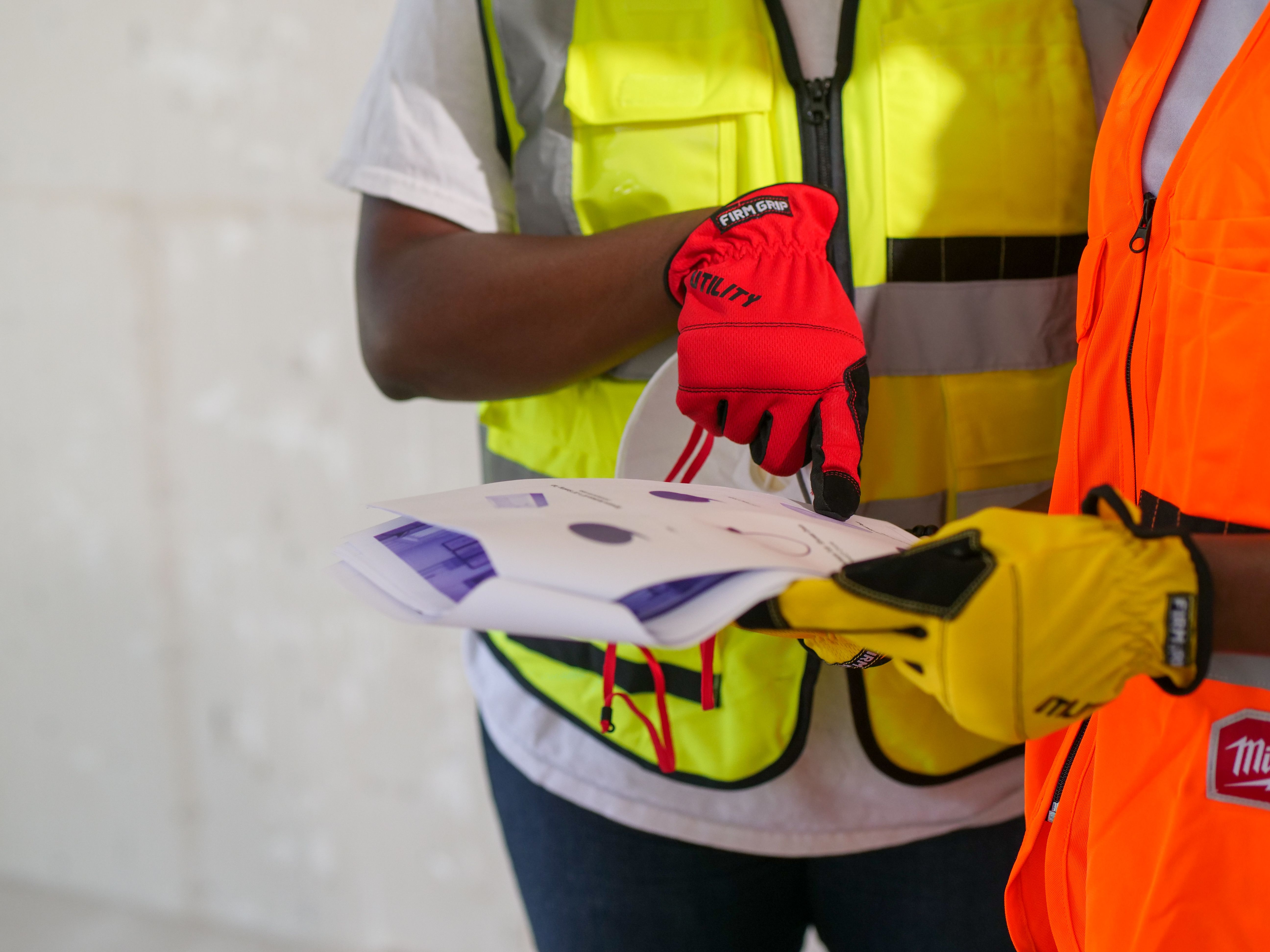 contractors reviewing documents